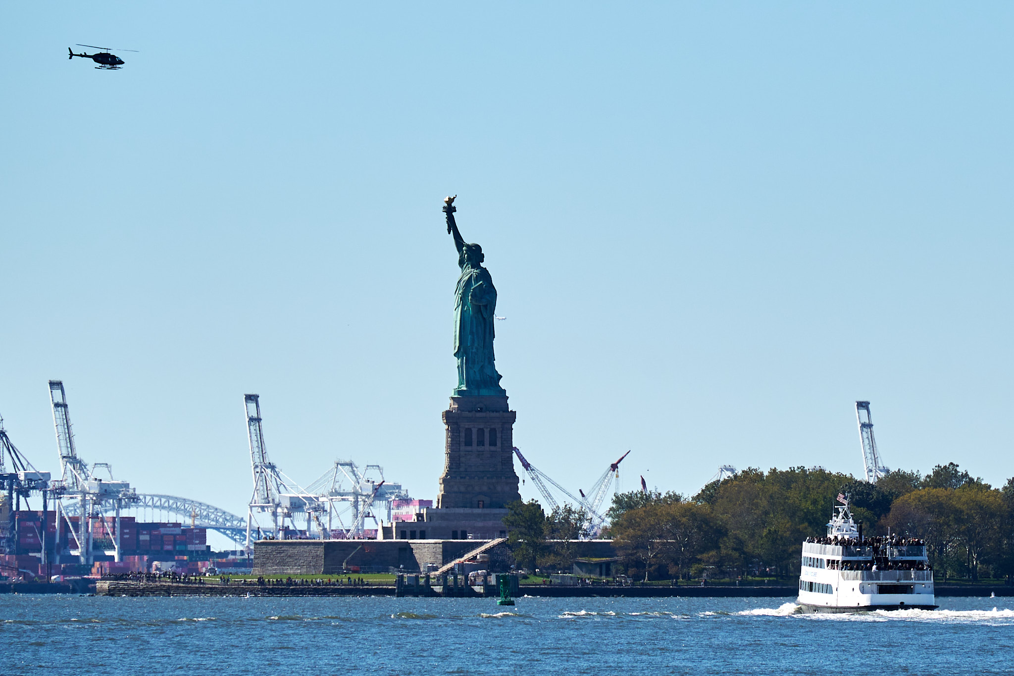 Helicopters, Ships, and Planes (see white spot behind the Statue of Liberty)!